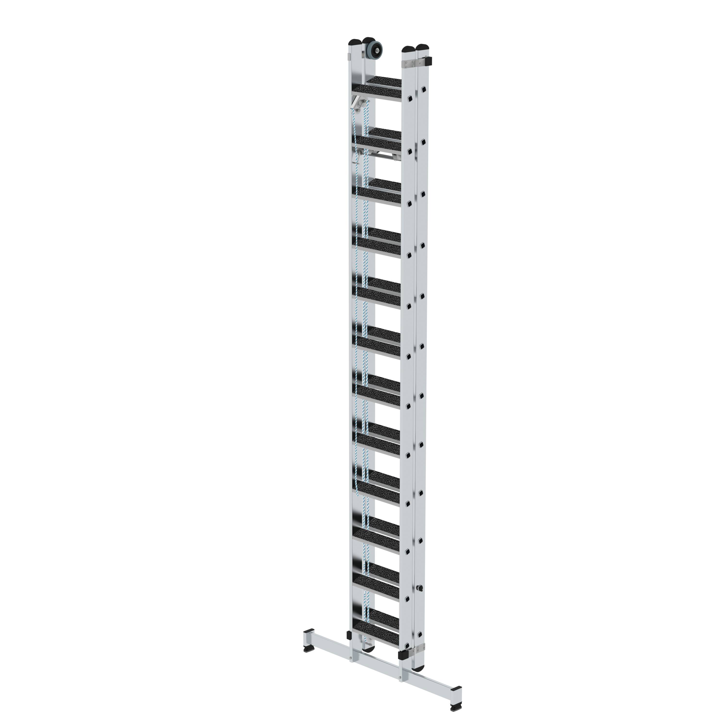 Günzburger Stufen-Seilzugleiter 2-teilig mit nivello® Traverse und clip-step R13 